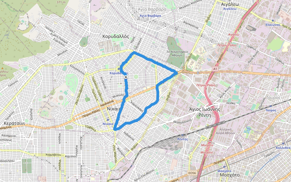 Πλατεία Δαβάκη walking route map in Koridallos
