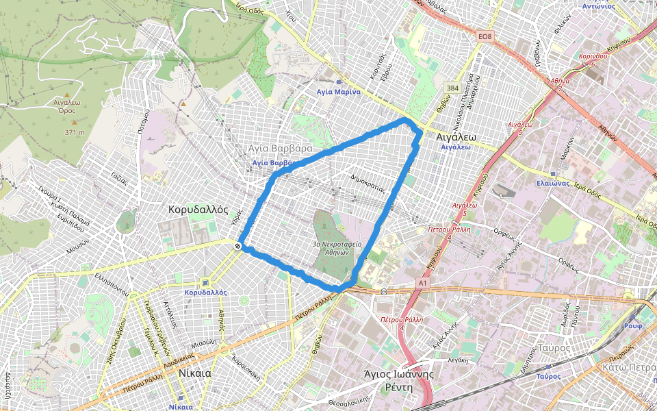 Τεχνολογικό Εκπαιδευτικό Ίδρυμα Πειραιά walking route map in Koridallos