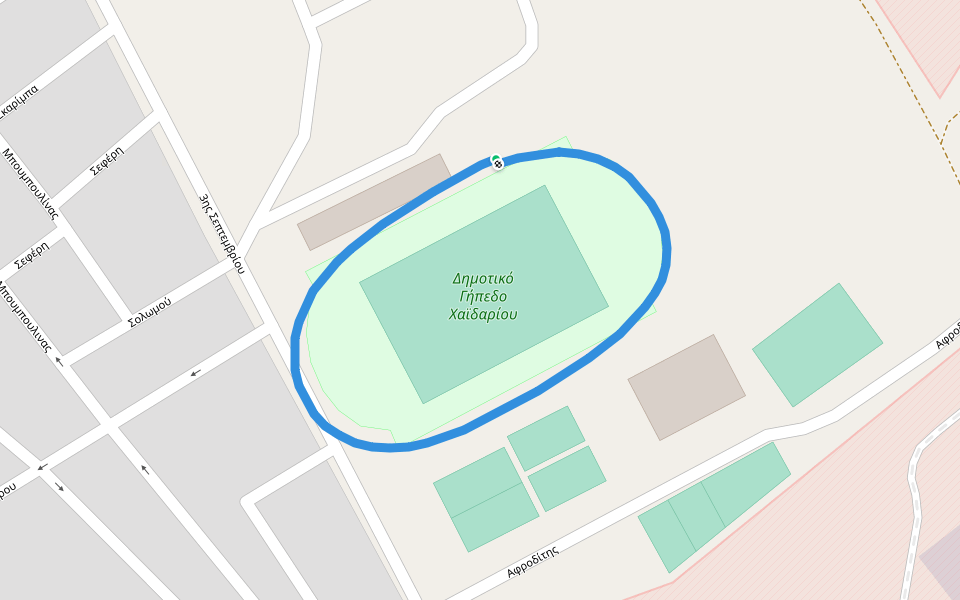 Δημοτικό Γήπεδο Χαϊδαρίου walking route map in Chaidari