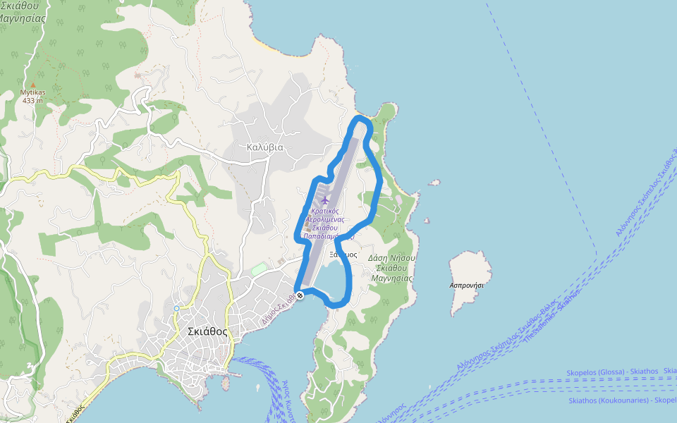 Δάση Νήσου Σκιάθου Μαγνησίας walking route map in Skiathos