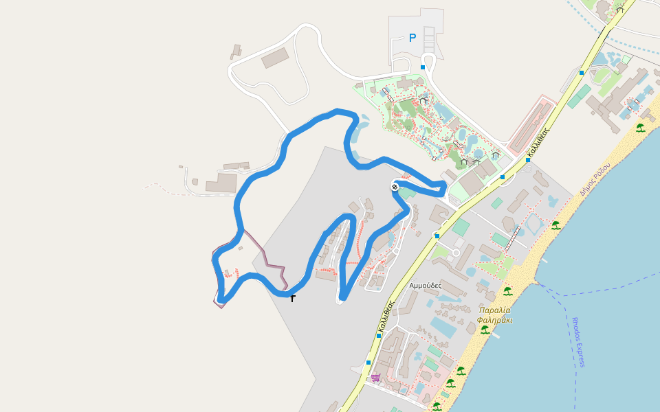 The Water Park walking route map in Ammoudes