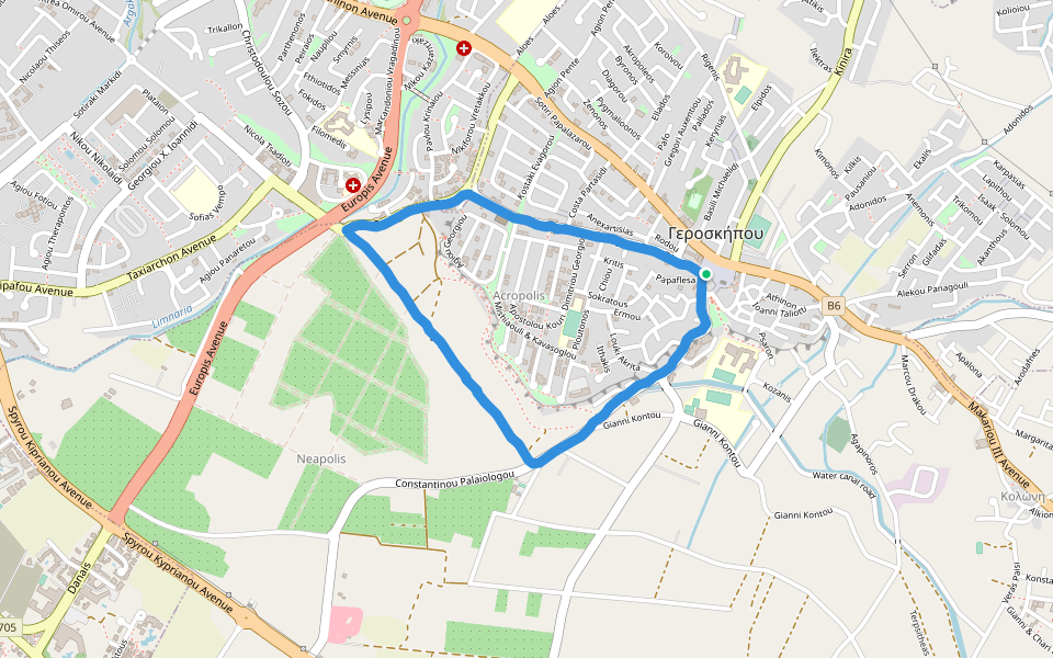 Kato Vrisi walking route map in Yeroskipou