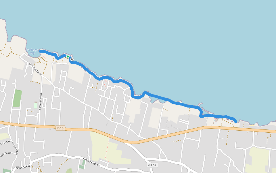 Coastal walk walking route map in Lapta