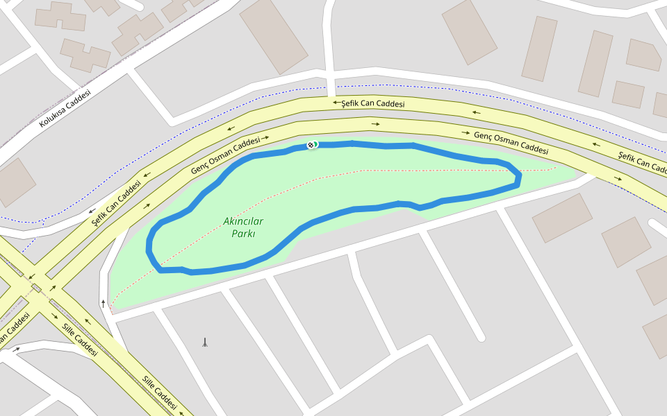 Akıncılar Parkı walking route map in Akşehir