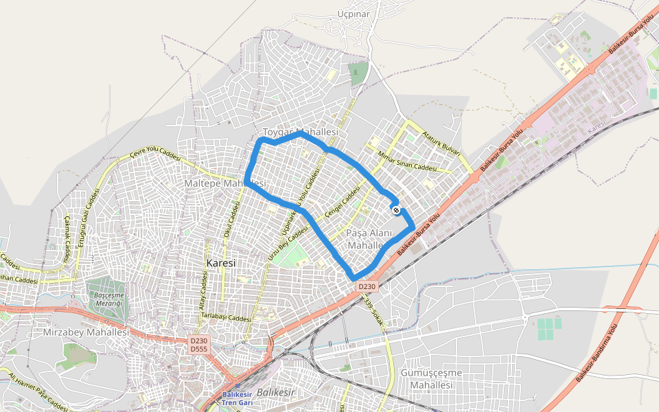 Şehit Ercan Karaaslan Parkı walking route map in Susurluk