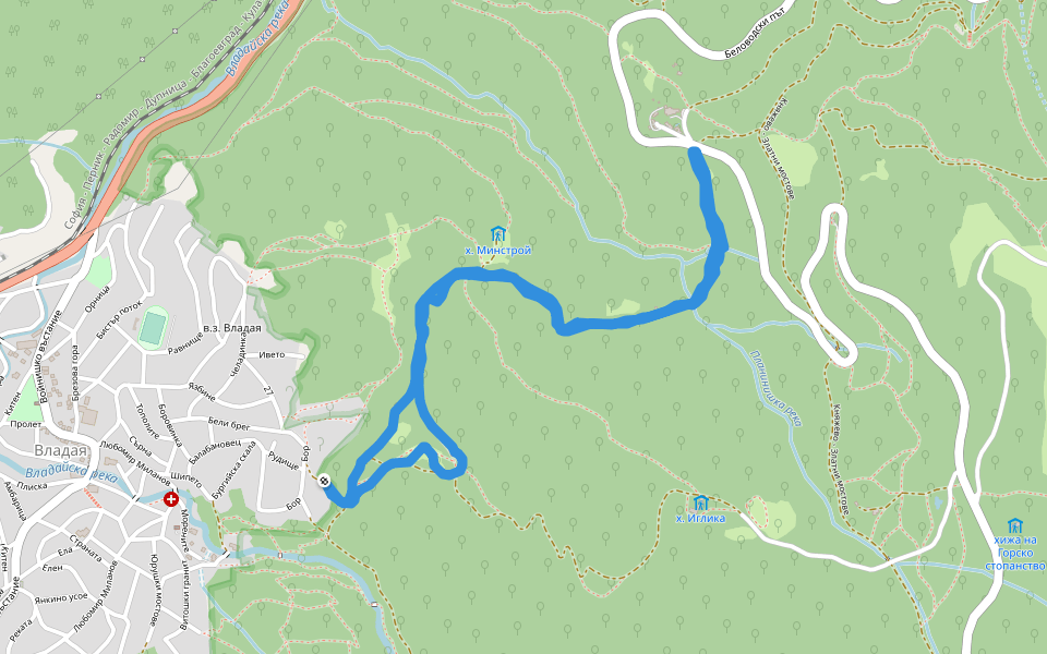 Природен парк Витоша walking route map in Vladaya