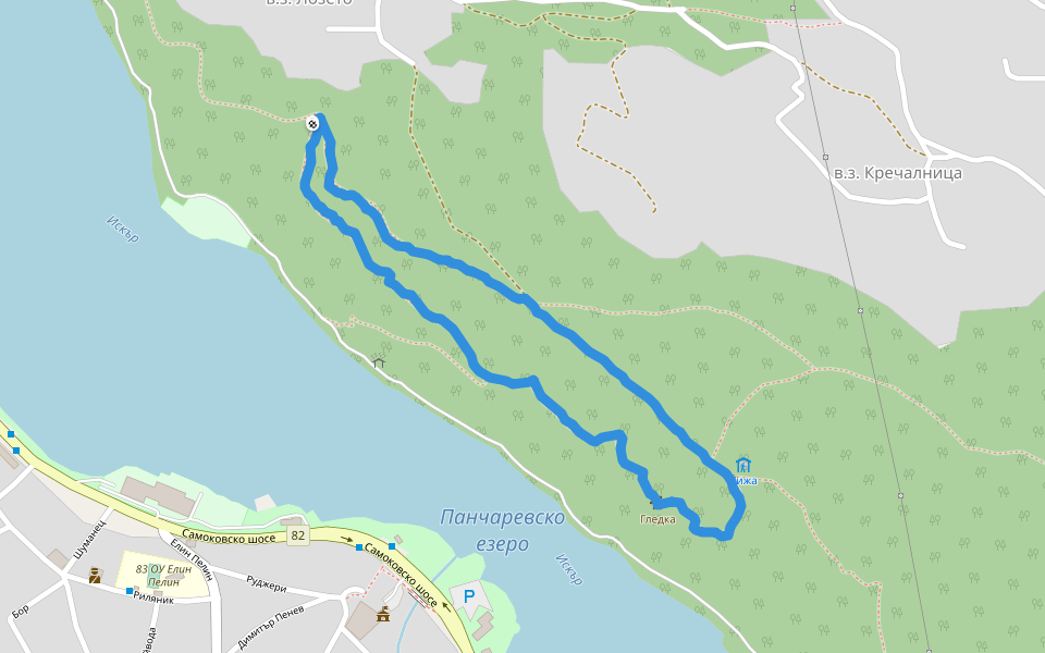 Гледка walking route map in German
