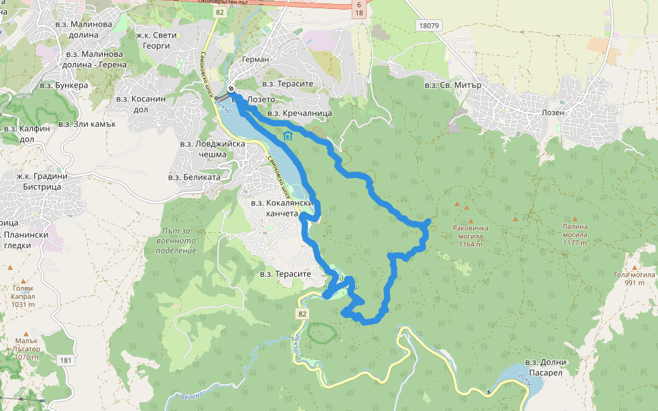 Гледка walking route map in German