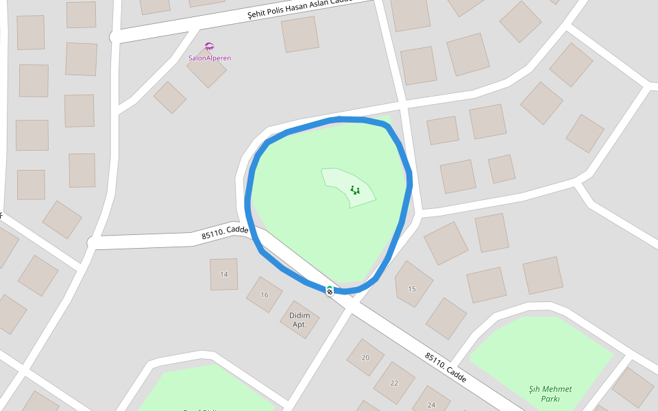 Fatih Karakuş Sokak walking route map in Gaziantep