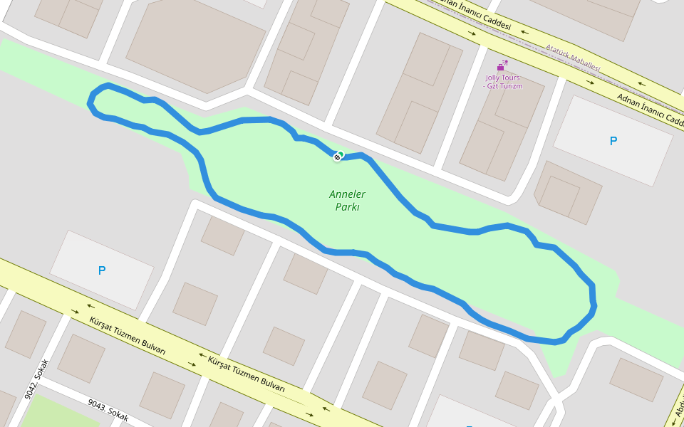 Anneler Parkı walking route map in Gaziantep