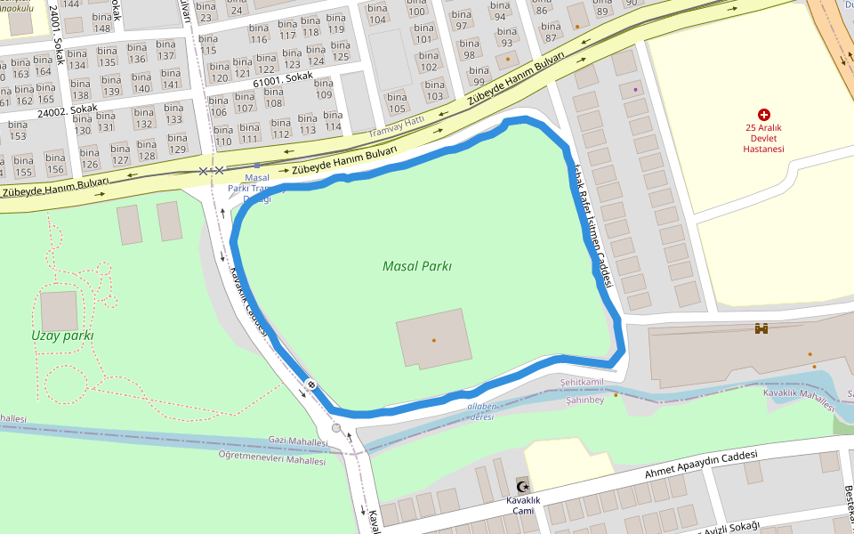 Masal Parkı walking route map in Gaziantep