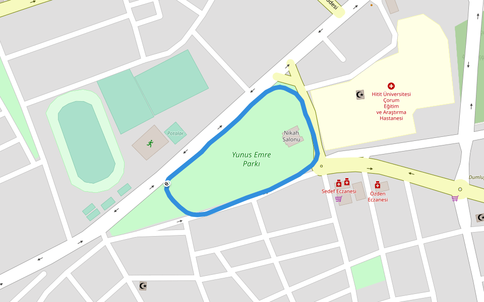 Yunus Emre Park walking route map in Osmancık