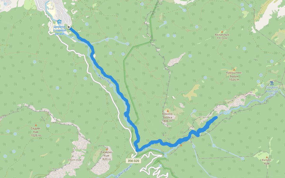 Водопад Жемчужина walking route map in Sokolinoye