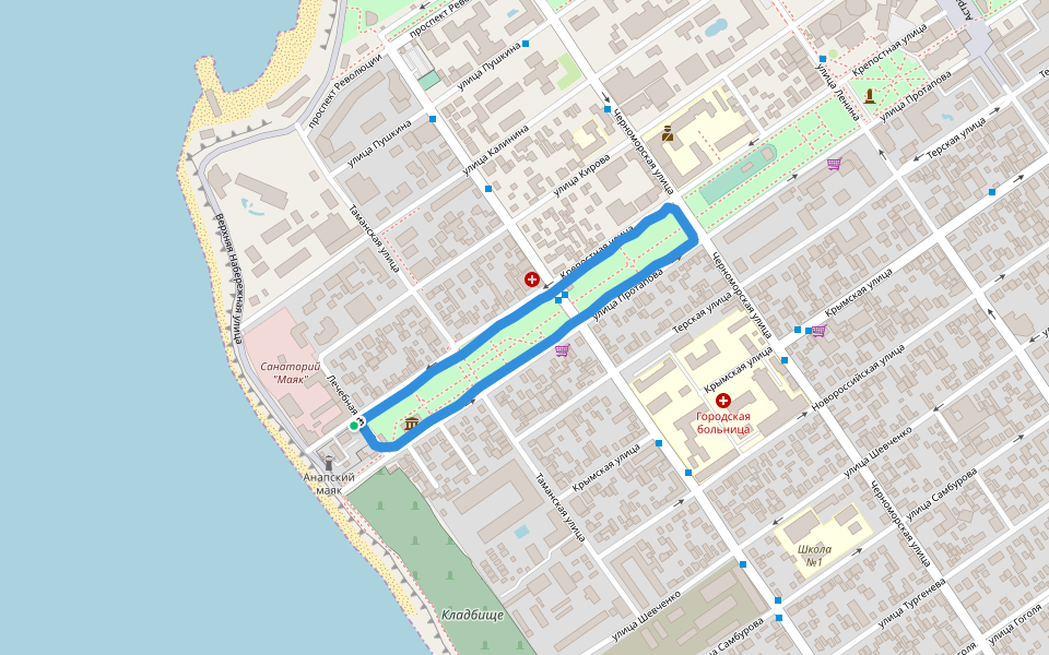 сквер имени И.В. Гудовича walking route map in Anapa