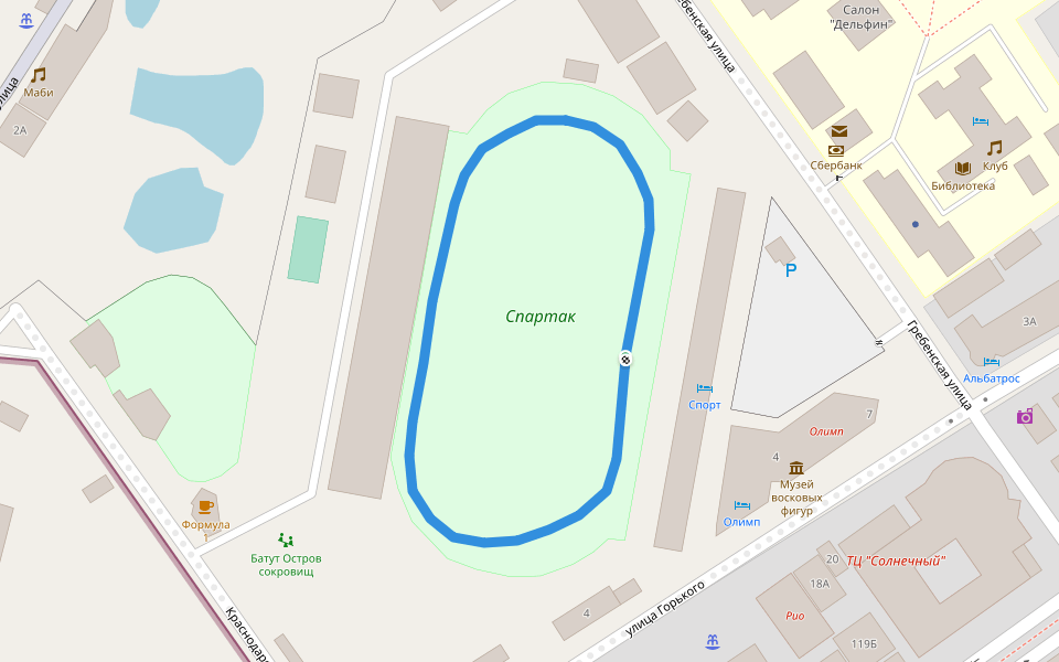 Спартак walking route map in Anapa