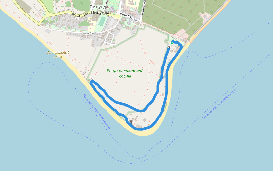 Курорт Пицунда walking route map in Bichvinta