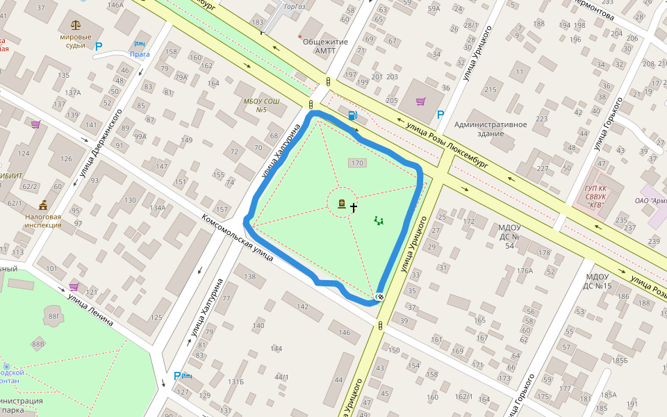 Сквер им. Ованесова walking route map in Armavir