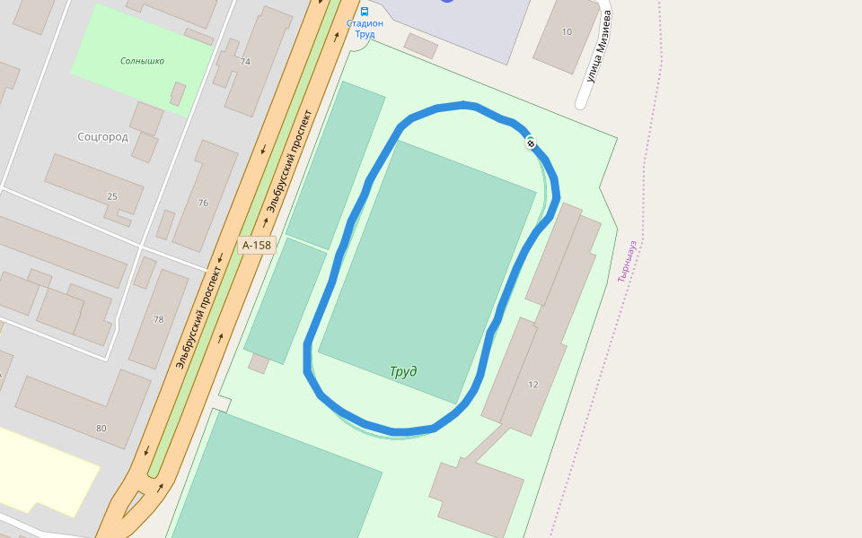 Труд walking route map in Tyrnyauz