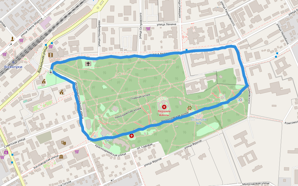Курортный парк walking route map in Essentuki