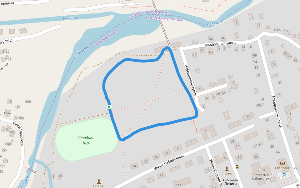 Стадион Труд walking route map in Essentuki