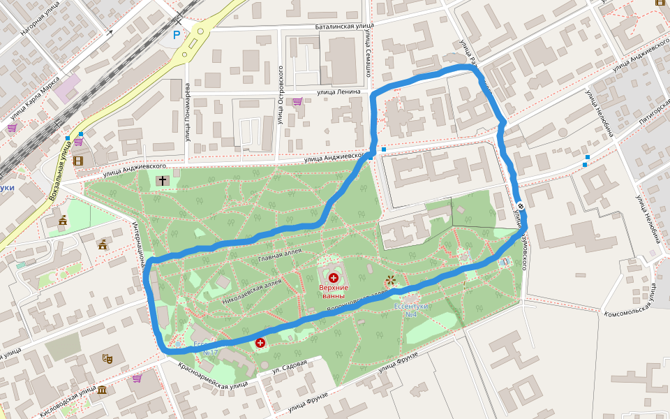 Курортный парк walking route map in Essentuki