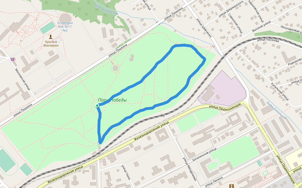 Парк Победы walking route map in Essentuki