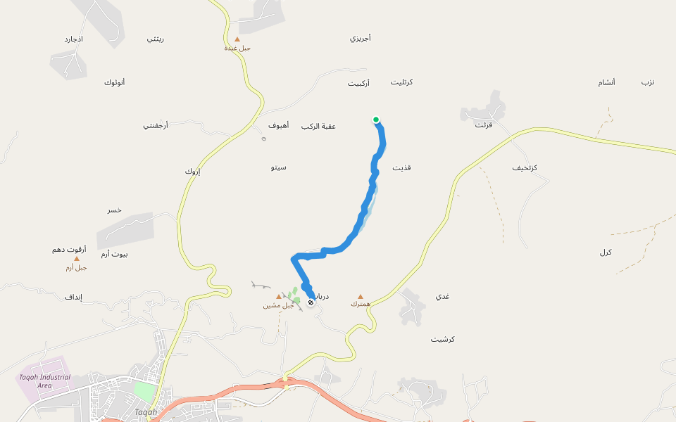 Darbat water falls walking route map in Taqah