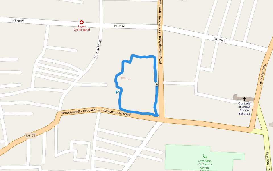 path to ground walking route map in Thoothukudi