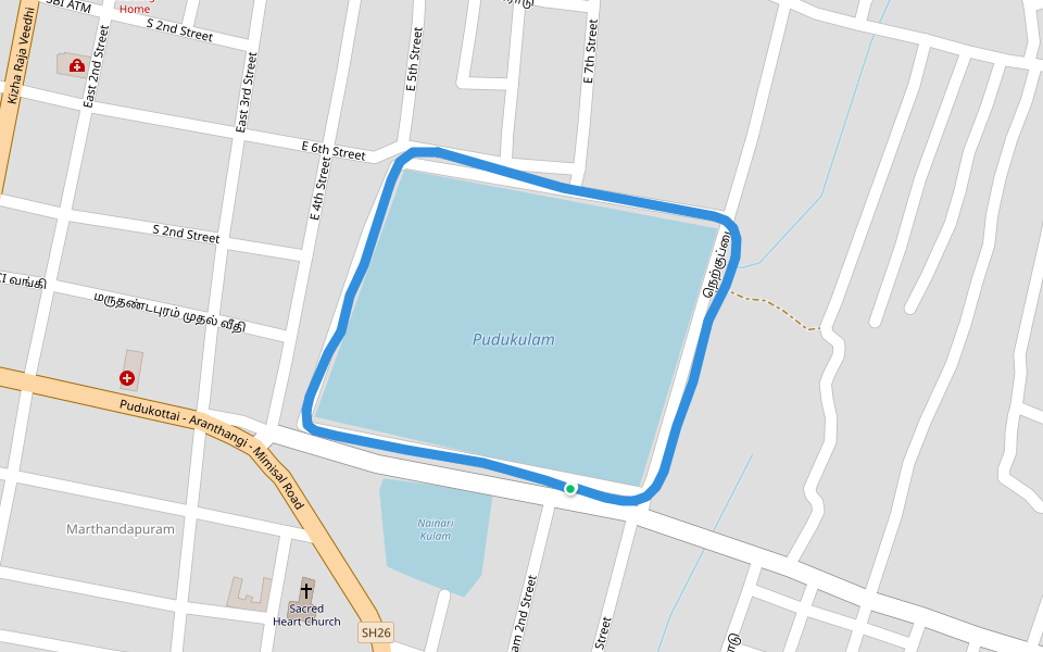 Pudukulam walking route map in Pudukkottai
