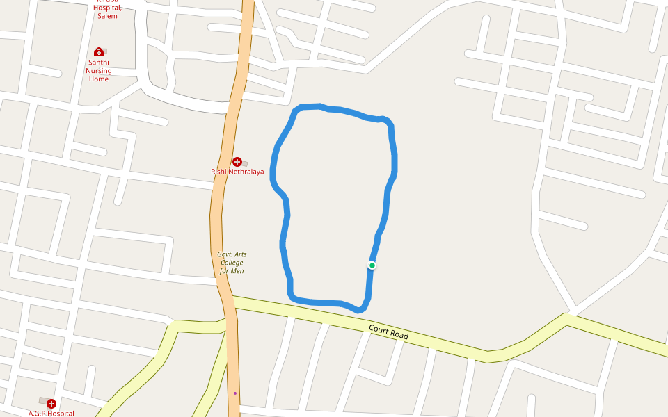 Govt. Arts College for Men walking route map in Salem
