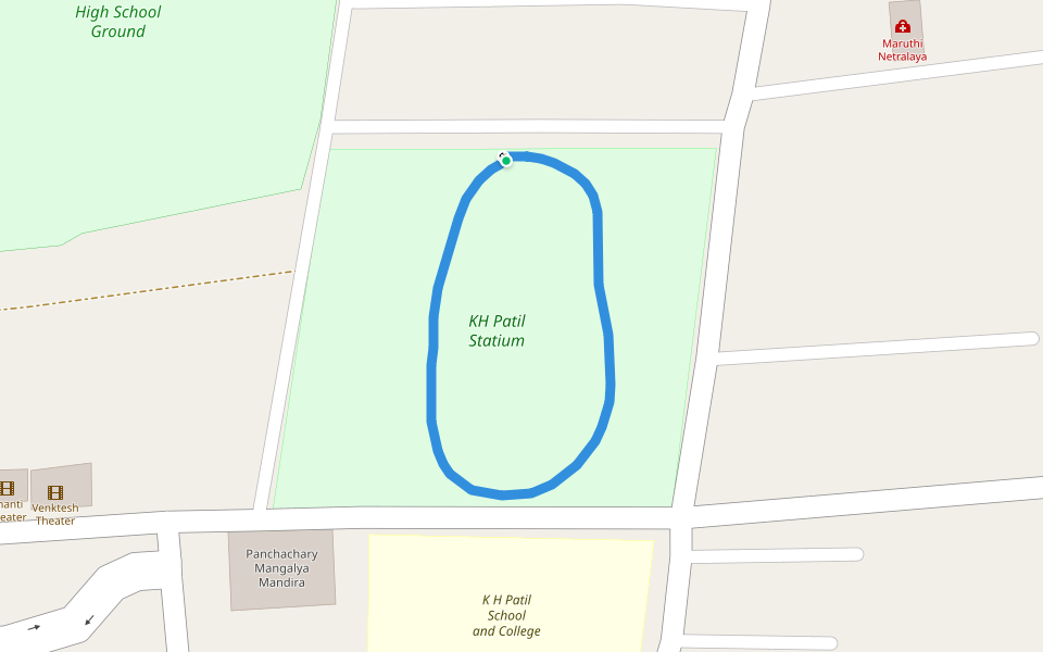 KH Patil Statium walking route map in Gadag-Betageri
