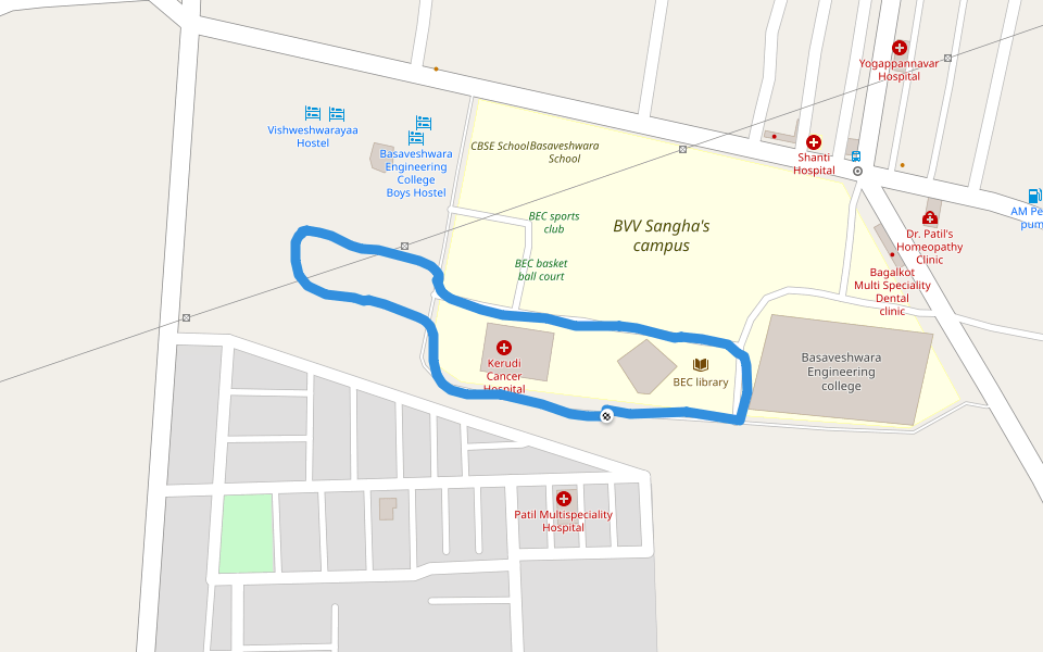 BEC READING ROOM walking route map in Bagalkote