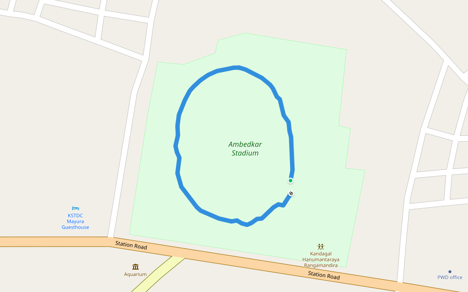 Ambedkar Stadium walking route map in Vijayapura