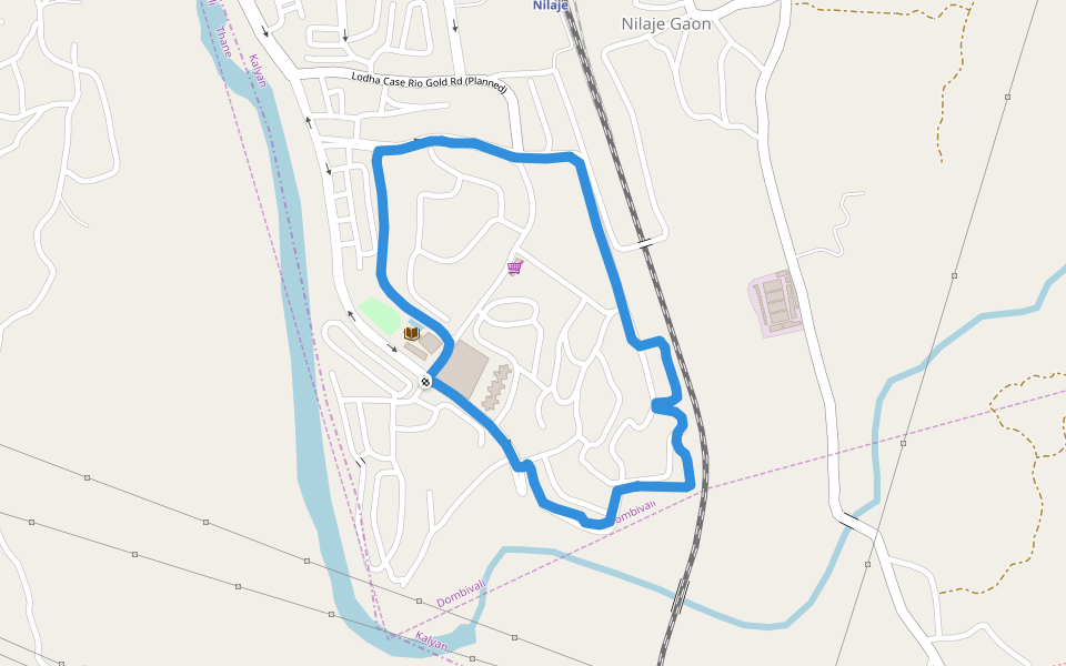 Casa Rio Cricket Ground walking route map in Nilje Gaon