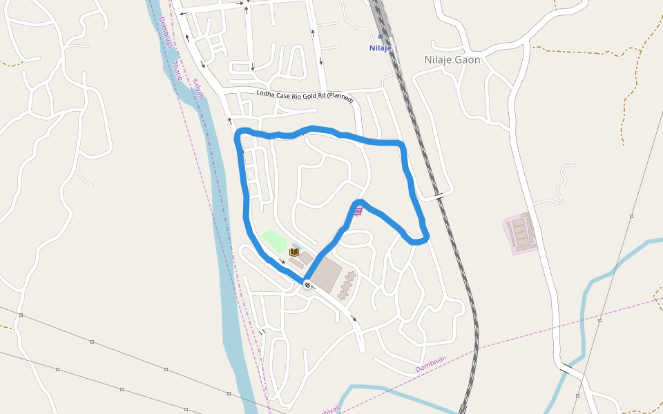 Casa Rio Cricket Ground walking route map in Nilje Gaon