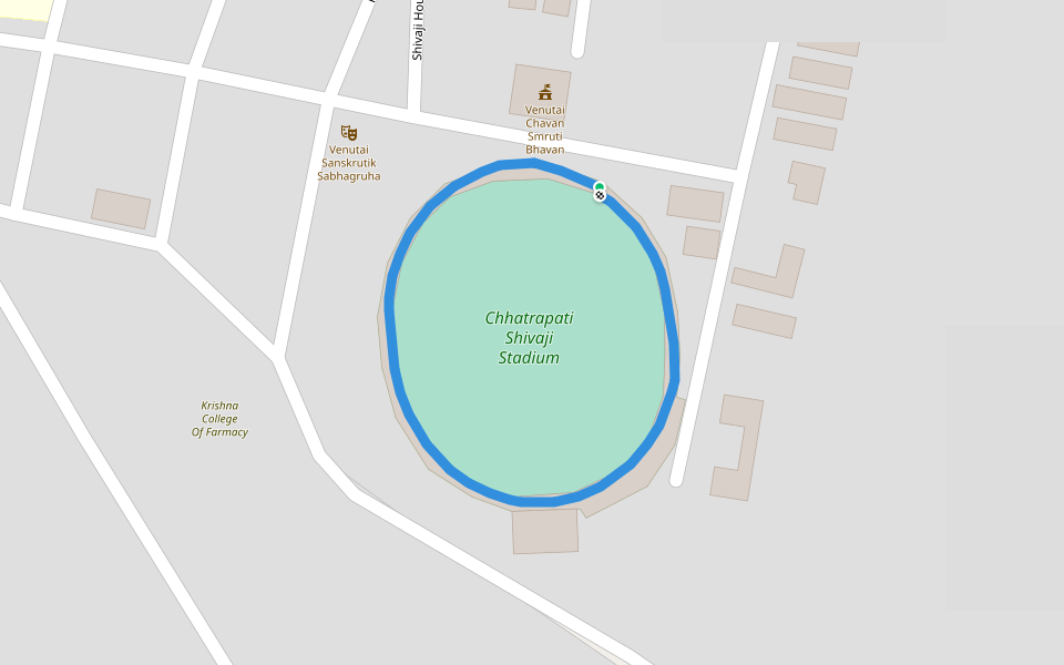Chhatrapati Shivaji Stadium walking route map in Karad