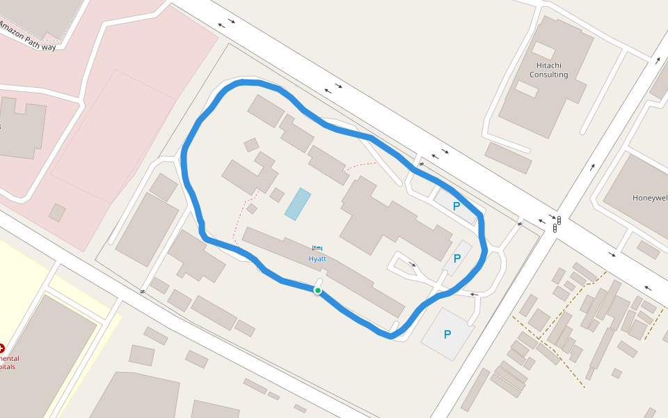 Hyatt walking route map in Nanakramguda