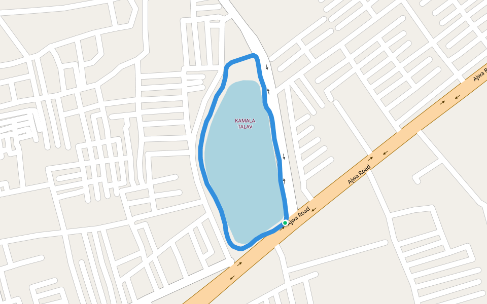KAMALA TALAV walking route map in Vadodara