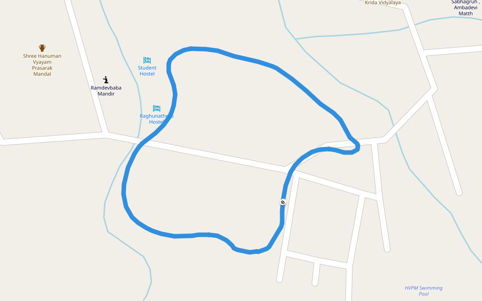 Student Hostel walking route map in Amravati
