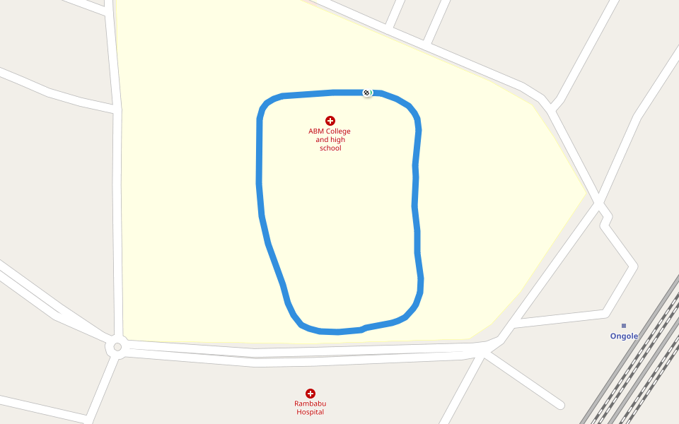 ABM College and high school walking route map in Ongole
