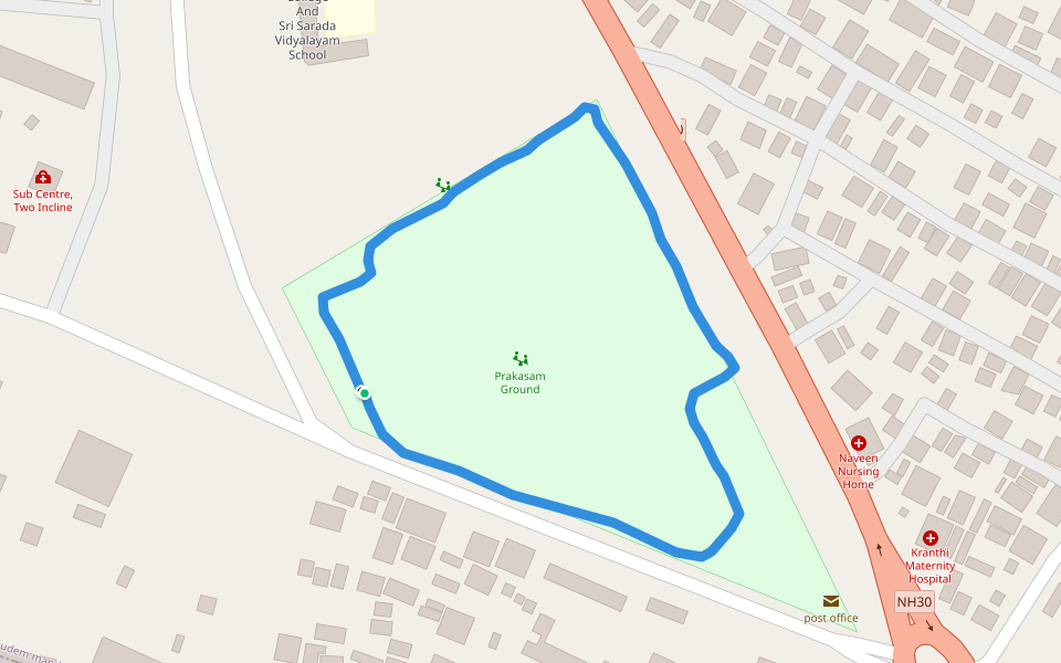 Prakasam Ground walking route map in Kothagudem