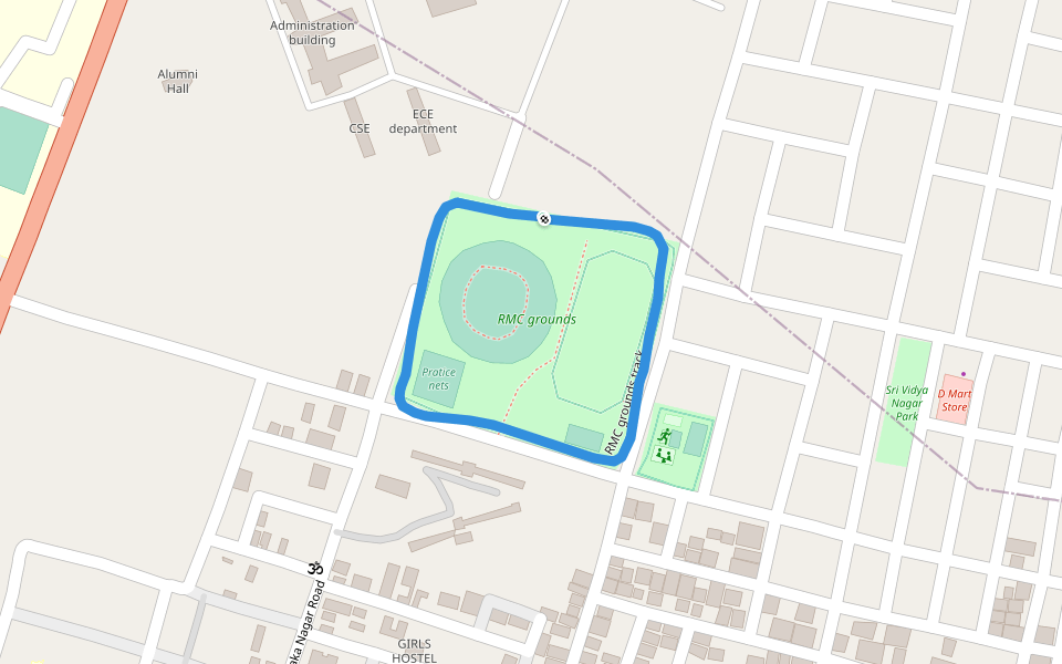 RMC grounds walking route map in Kakinada