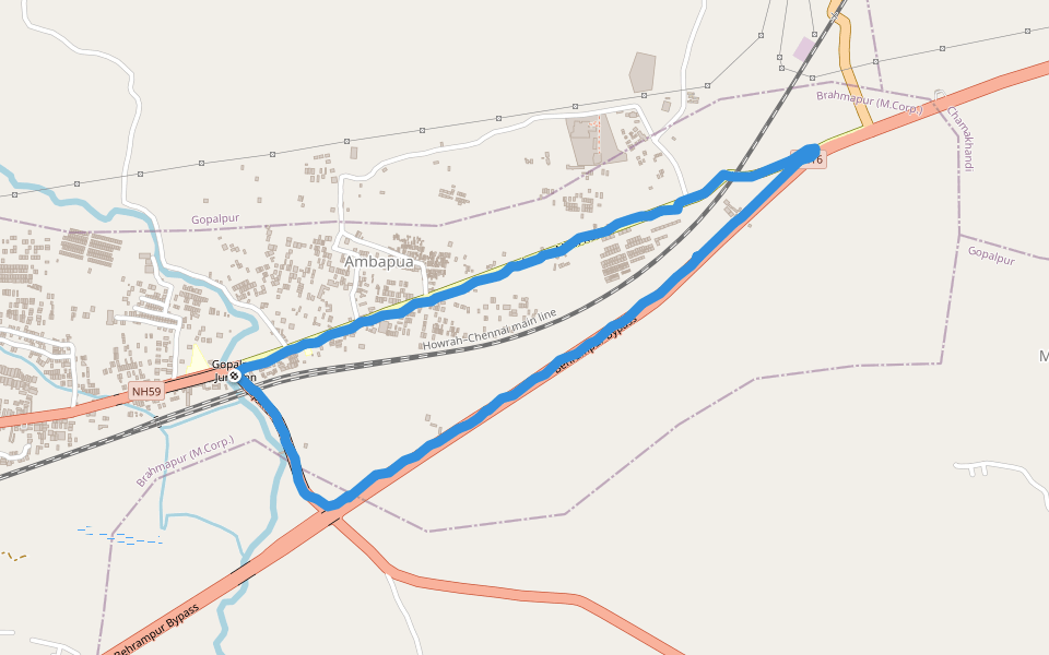 Ganjam Law College walking route map in Brahmapur