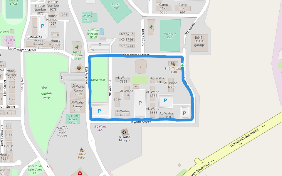 Open Field walking route map in Udhailiyah