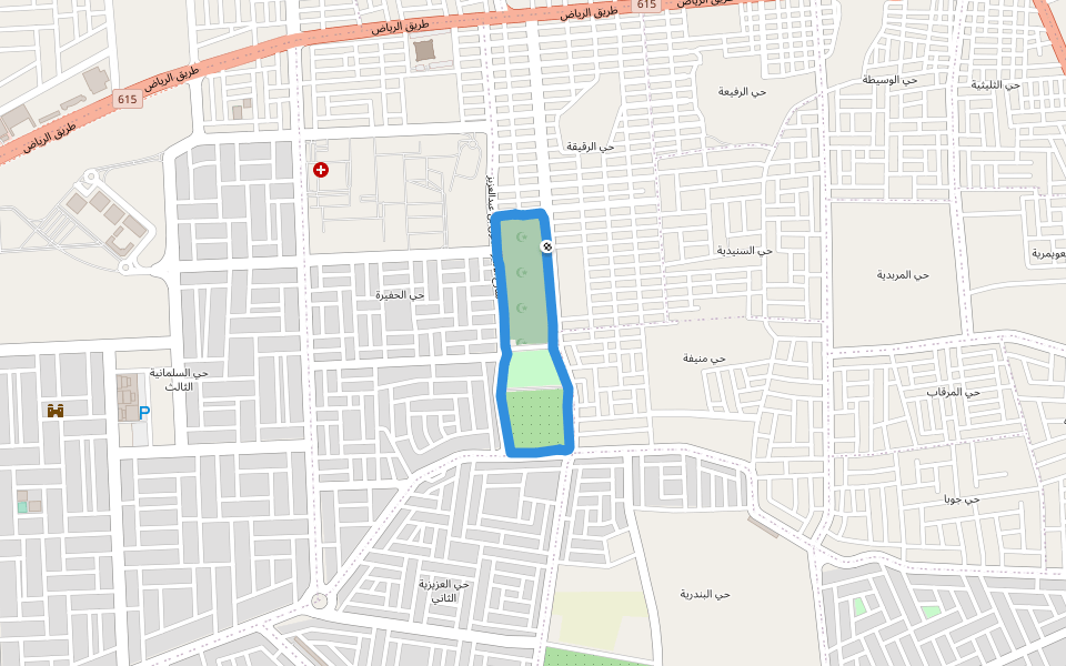 حديقة الأوقاف walking route map in Al Hofuf