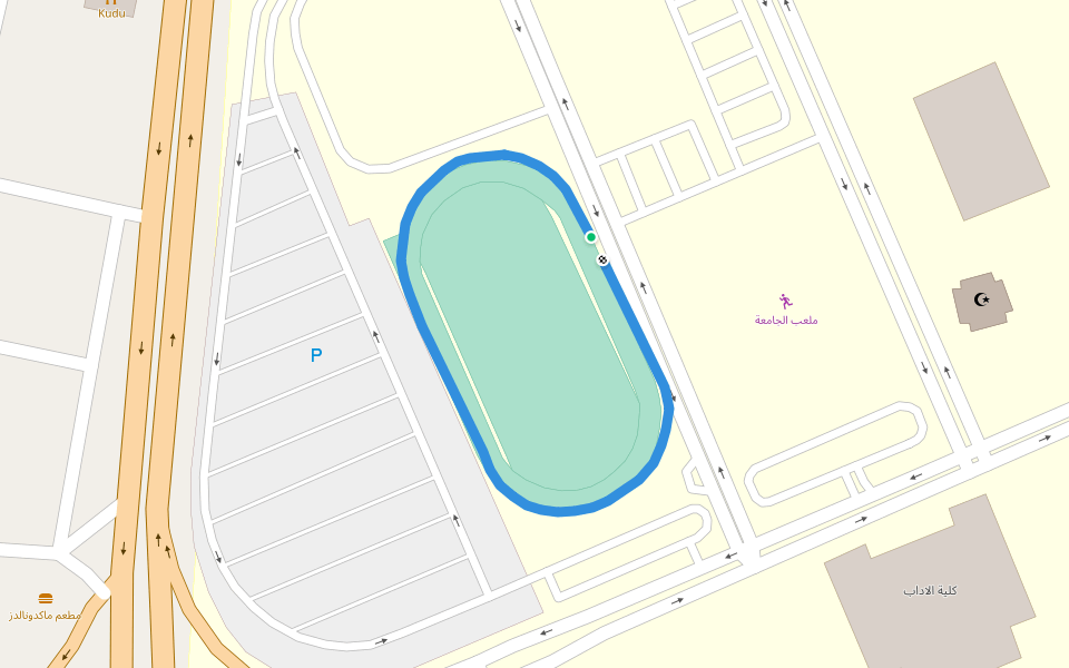 جامعة الملك فيصل walking route map in Al Hufuf and Al Mubarraz