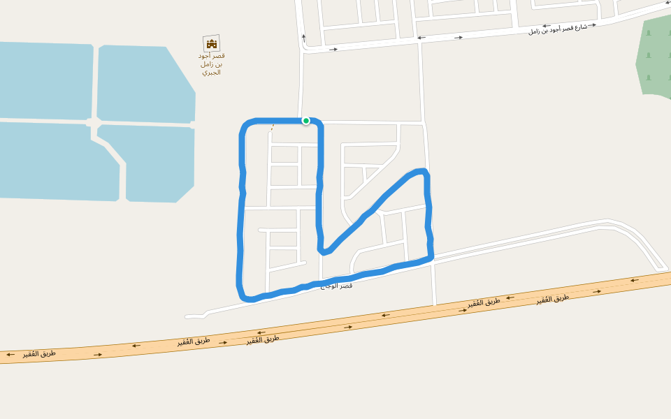 قصر الوجاج walking route map in Al Hofuf