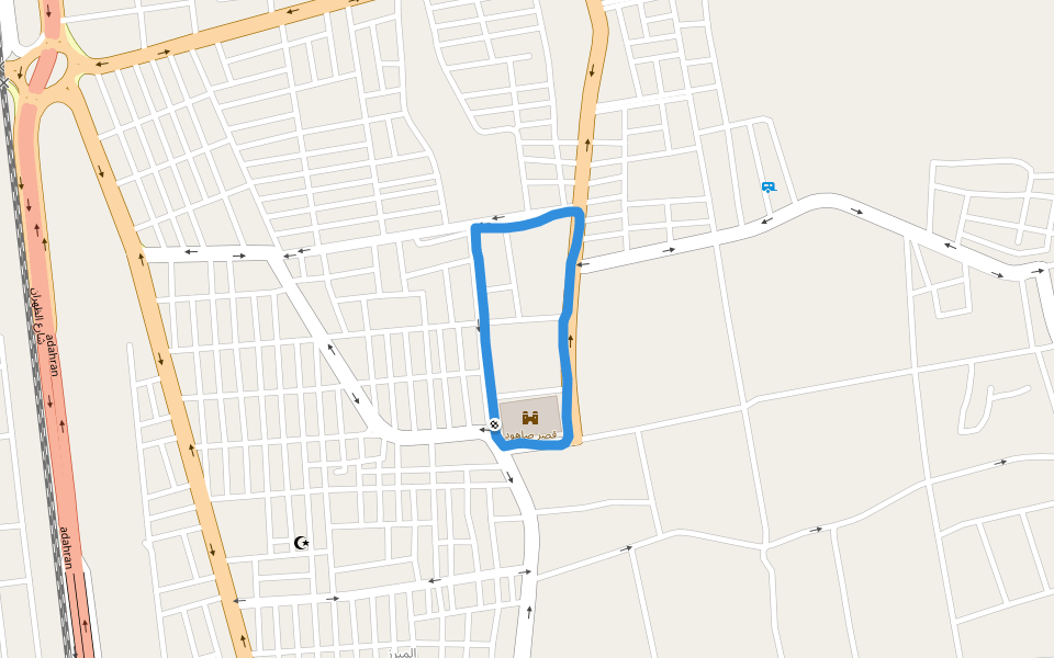 قصر صاهود walking route map in Al Mubarraz