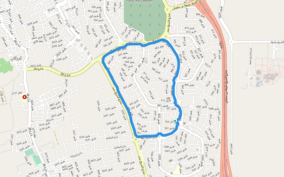 نواف walking route map in Karbabad