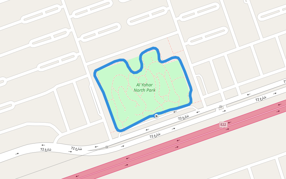 Al Yahar North Park walking route map in Al Ain